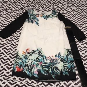 Women’s floral dress with waist belt